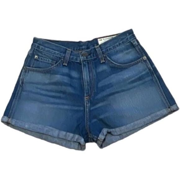 Rag & Bone High Rise Cuffed Denim Shorts Devon Wash Sz 28 - Picture 2 of 7